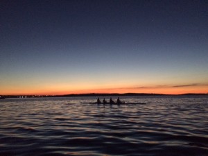 Masters Men's 4x - early morning training, October 8, 2015 - Halifax Rowing Club, North West Arm, Halifax, Canada